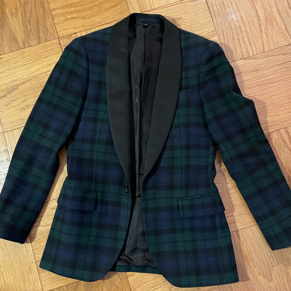 J. Crew Ludlow Italian wool plaid tuxedo / dinner jacket (34S, slim fit) men’s